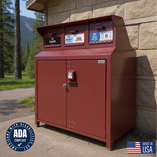 CE340-CH | Triple (3) Chute Commercial Bear-Proof ADA-Compliant Enclosure