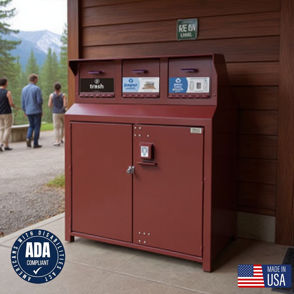 CE340-CH | Triple (3) Chute Commercial Bear-Proof ADA-Compliant Enclosure